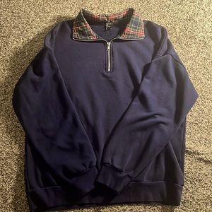 Navy Collared Crewneck Sweatshirt- FOREVER21